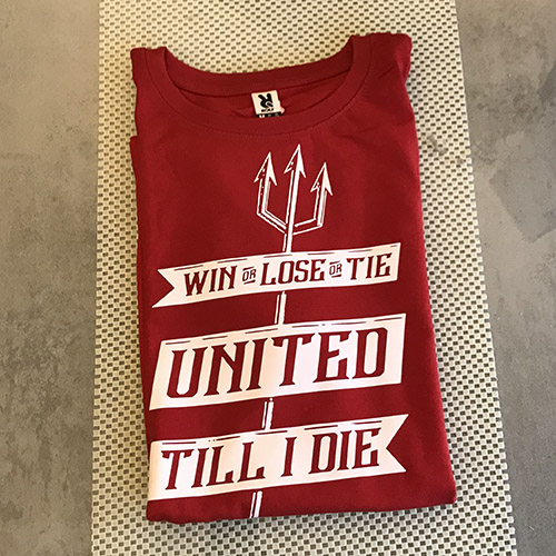 Maglietta rossa con stampa bianca United till I die