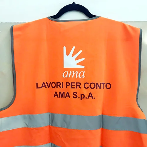 Gilet alta visibilità arancione personalizzato con logo AMA