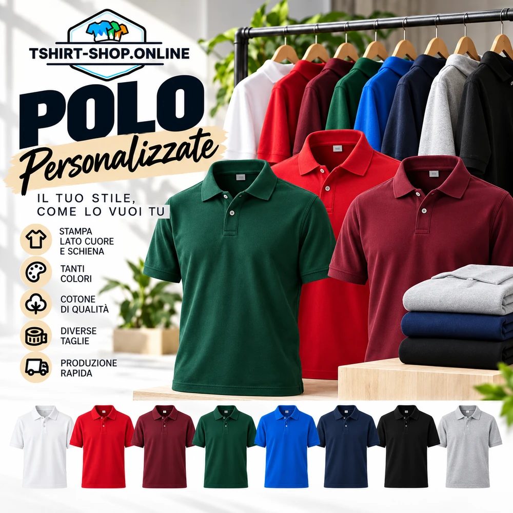 Promozione polo personalizzate con stampa lato cuore