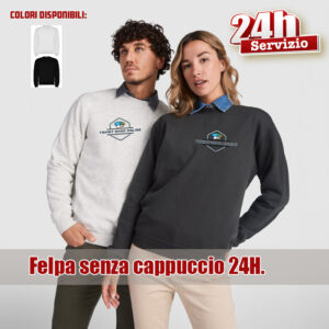 Felpa da Uomo e Donna senza cappuccio 24H