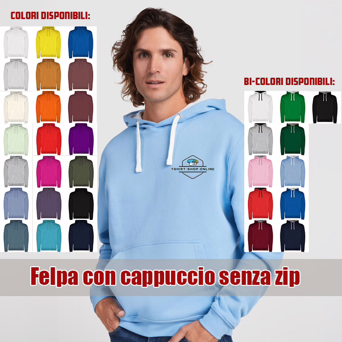 Felpa stampata con cappuccio senza zip