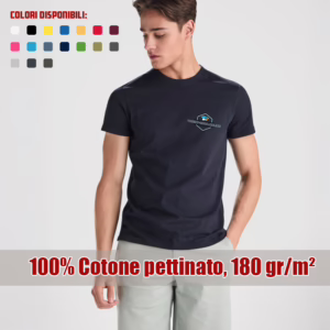 Maglietta stampata 100% Cotone pettinato, single jersey, 180 gr/m².